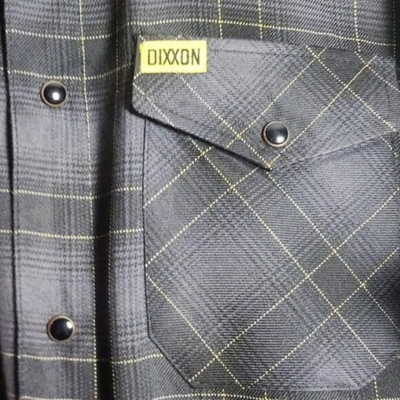 Dixxon Flannel Shirt Mens XL Black Gray Plaid The Raven Snap Front Long Sleeve - Picture 2 of 11